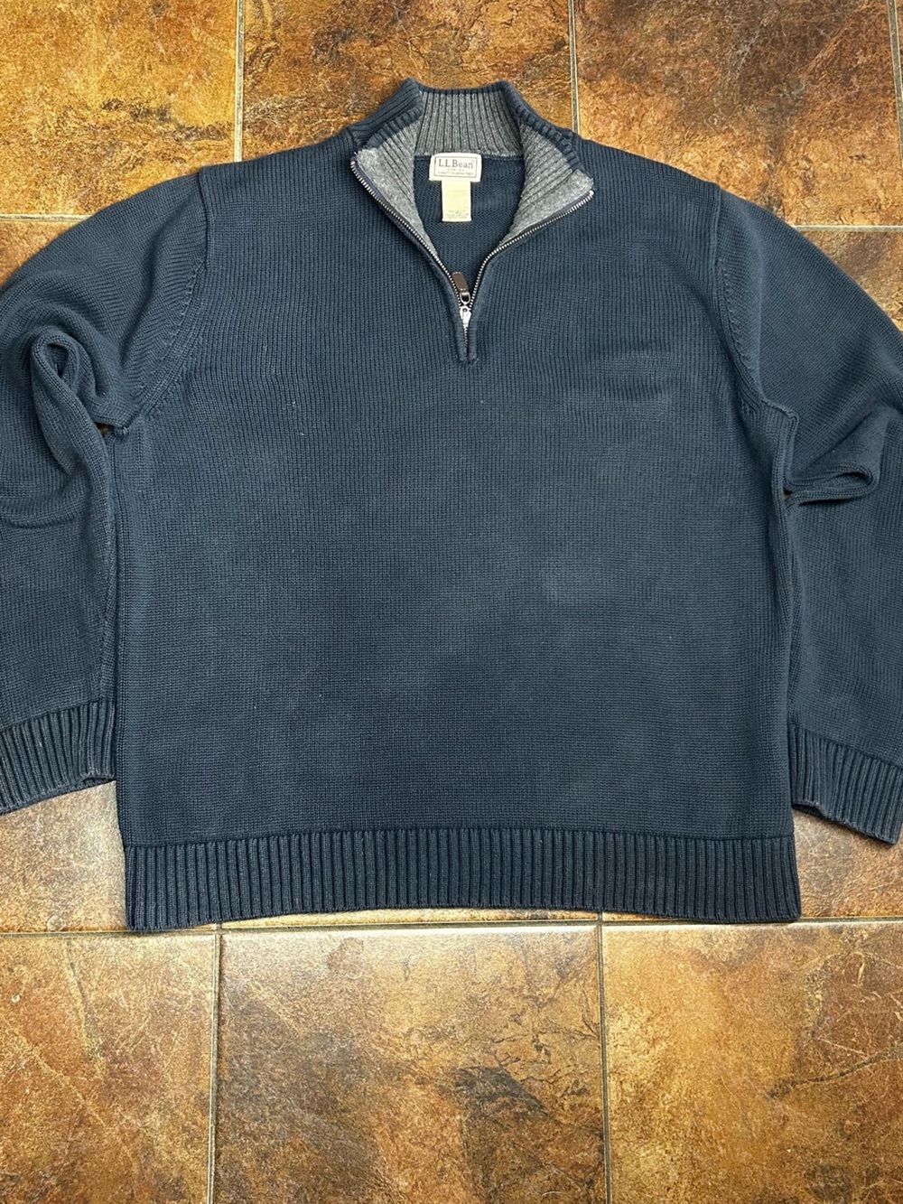 L.L. Bean Men's Dark Navy Quarter-Zip Sweater